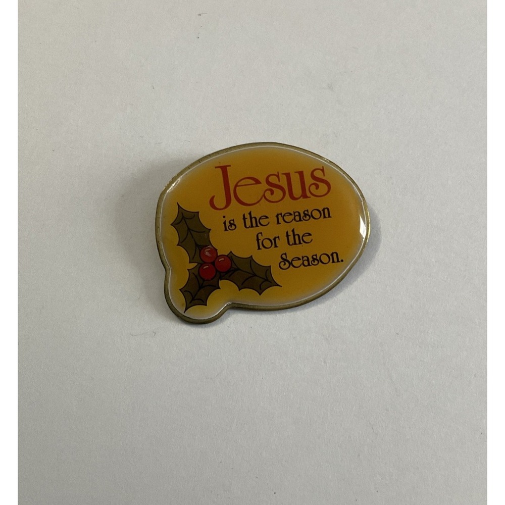 Vintage Jesus is the Reason for the Season Pin Easy Push Back Brooch